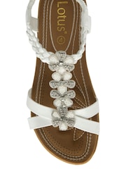 Lotus White Flat Casual Sandals - Image 4 of 4