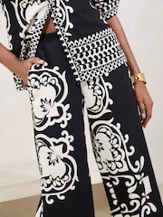 Lipsy Black Printed Wide Leg Trousers - Image 3 of 4