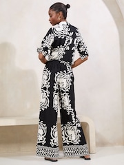 Lipsy Black Printed Wide Leg Trousers - Image 4 of 4