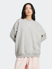 adidas Originals Grey Essentials Crew Long Fleece Oversize Sweatshirt - Image 1 of 6