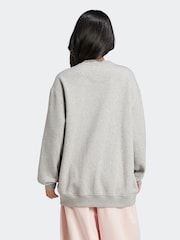 adidas Originals Grey Essentials Crew Long Fleece Oversize Sweatshirt - Image 2 of 6