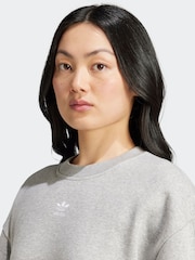 adidas Originals Grey Essentials Crew Long Fleece Oversize Sweatshirt - Image 4 of 6