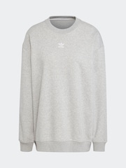 adidas Originals Grey Essentials Crew Long Fleece Oversize Sweatshirt - Image 6 of 6