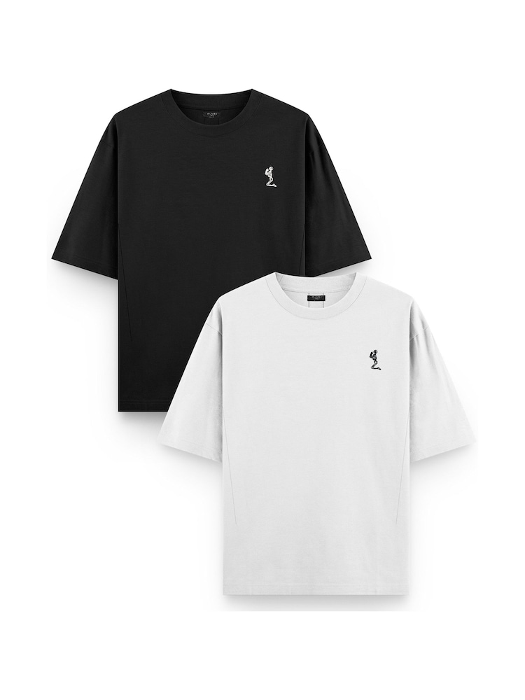 Religion Black Oversized 100% Cotton Heavy Block T-Shirts 2 Pack - Image 1 of 1