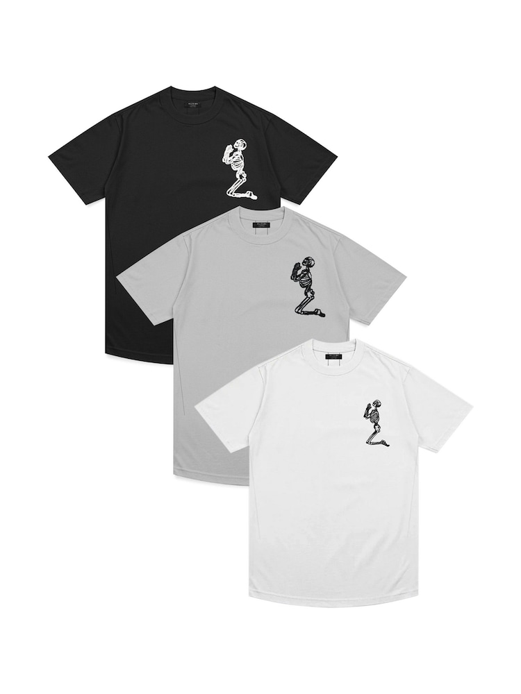 Religion Black 100% Cotton. Essential Crew Neck T-Shirts 3 Pack - Image 1 of 1