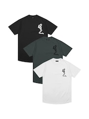 Religion White/Green/Black 100% Cotton. Essential Crew Neck T-Shirts 3 Pack - Image 1 of 1