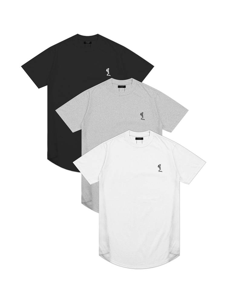 Religion Black 100% Cotton Essential Swag Curved Hem T-Shirts 3 Pack - Image 1 of 1