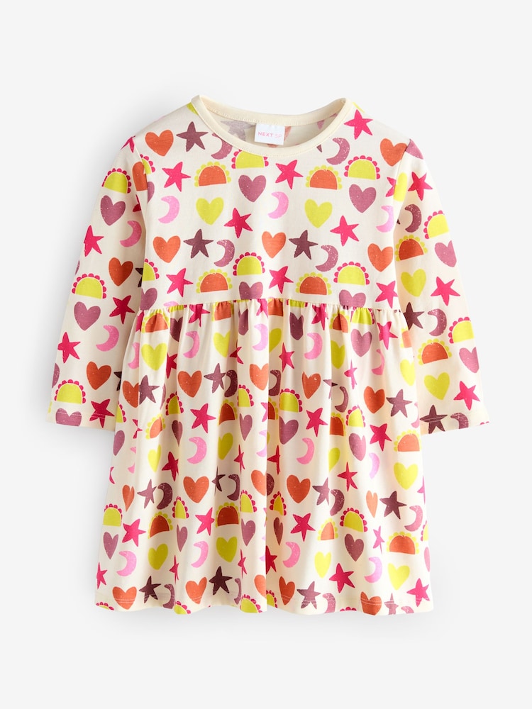 Ecru White All-Over Printed Jersey Dress - Image 1 of 1