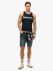 Superdry Navy Superdry Core Logo Kiss Print Slim Fit Vest Top - Image 2 of 5