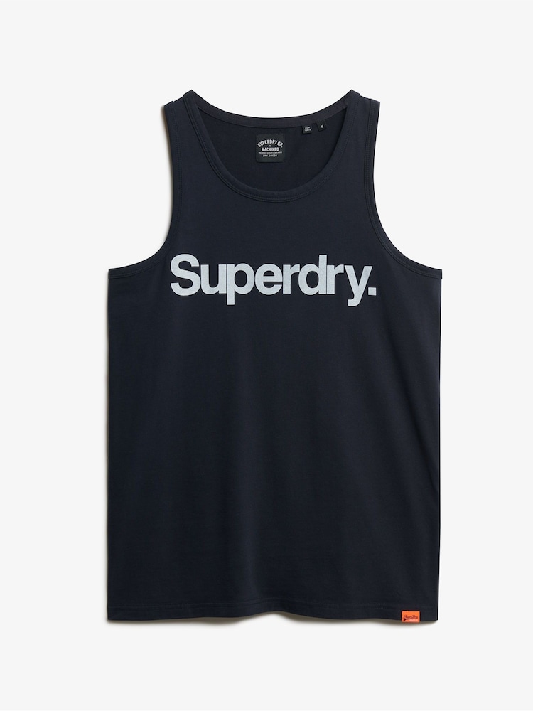 Superdry Navy Superdry Core Logo Kiss Print Slim Fit Vest Top - Image 4 of 5