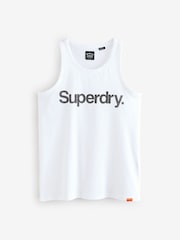 Superdry White Superdry Core Logo Kiss Print Slim Fit Vest Top - Image 1 of 1