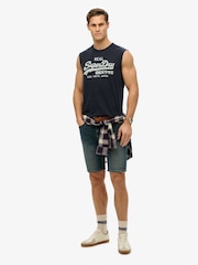 Navy Superdry Vintage Logo Kiss Print Relaxed Vest Top - Image 3 of 6