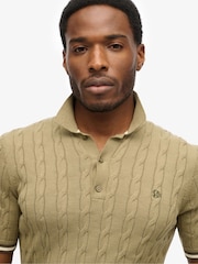 Superdry Green Superdry Knitted Texture Short Sleeve Relaxed Polo Shirt - Image 5 of 7