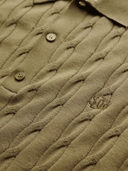 Superdry Green Superdry Knitted Texture Short Sleeve Relaxed Polo Shirt - Image 7 of 7