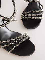 Black Forever Comfort® Jewelled Satin Strappy Heeled Sandals - Image 4 of 6