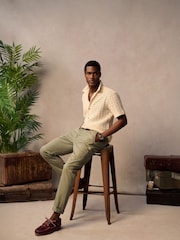 Cream Superdry Knitted Texture Relaxed Short Sleeve Shirt - Image 2 of 2