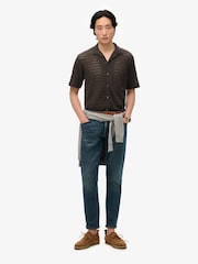 Superdry Black Knitted Texture Relaxed Short Sleeve Shirt - Image 2 of 5