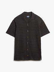 Superdry Black Knitted Texture Relaxed Short Sleeve Shirt - Image 4 of 5