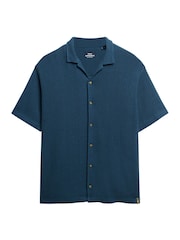 SUPERDRY Navy SUPERDRY Knitted Texture Shirt - Image 6 of 7
