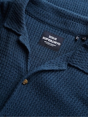 SUPERDRY Navy SUPERDRY Knitted Texture Shirt - Image 7 of 7