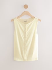 Ecru White Soft Touch Ribbed Sleeveless Button Through Cardigan Containing TENCEL™ Lyocell - Image 5 of 7