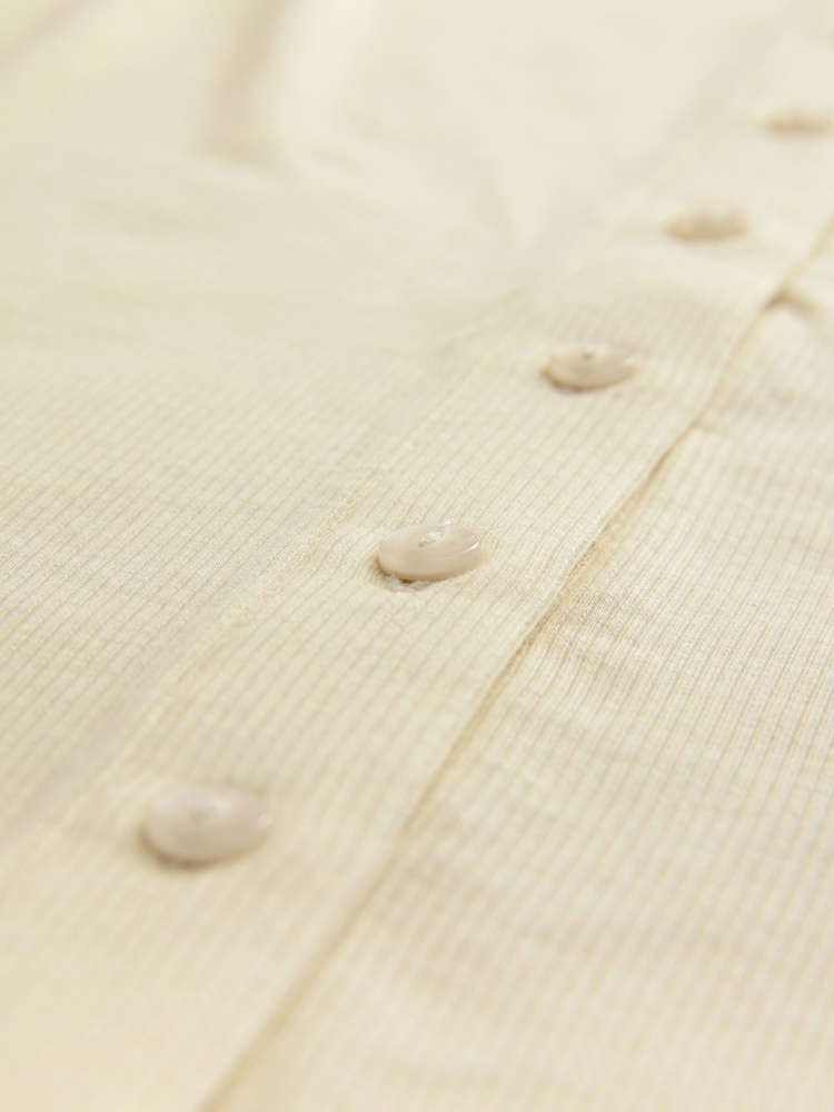 Ecru White Soft Touch Ribbed Sleeveless Button Through Cardigan Containing TENCEL™ Lyocell - Image 7 of 7