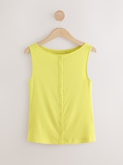 Lime Green Soft Touch Ribbed Sleeveless Button Through Cardigan Containing TENCEL™ Lyocell - Image 5 of 7