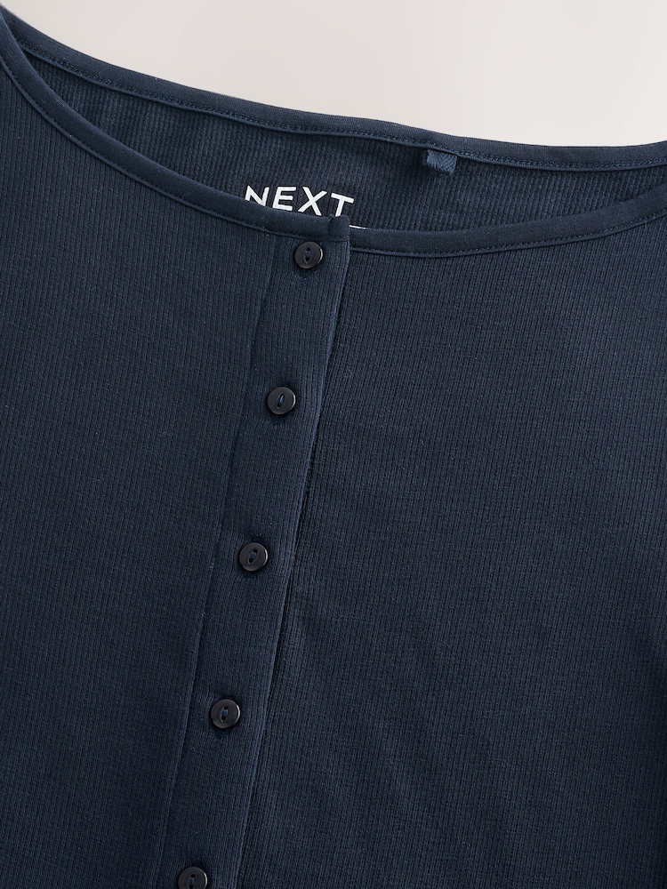 Inky Navy Soft Touch Ribbed Sleeveless Button Through Cardigan Containing TENCEL™ Lyocell - Image 3 of 3