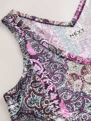 Purple Paisley Print Sleeveless V-Neck Slouch Dress - Image 2 of 3