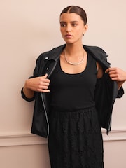Black Scoop Neck Vest - Image 1 of 8