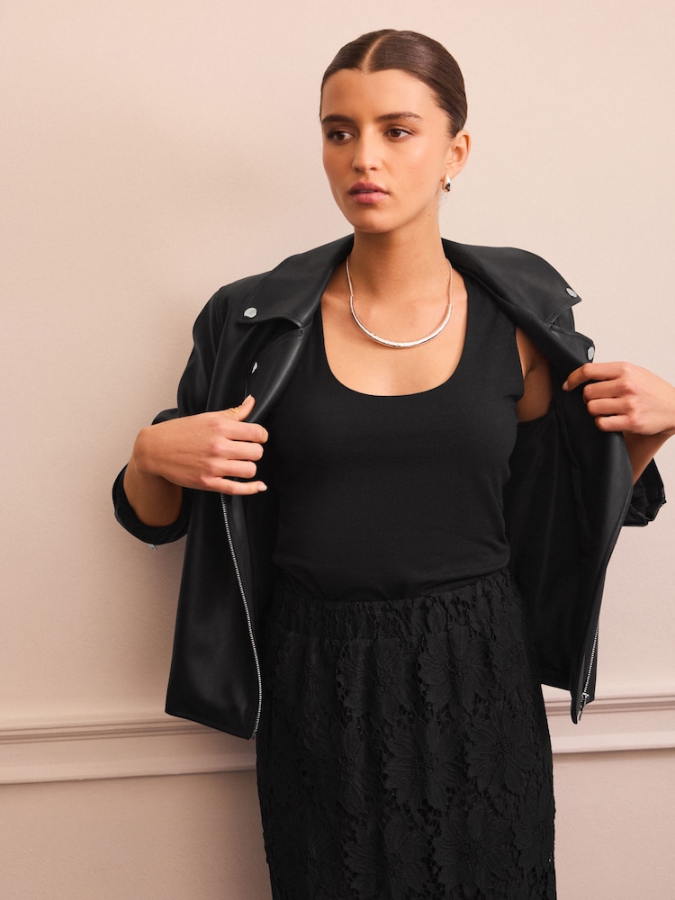 Black Scoop Neck Vest - Image 1 of 8