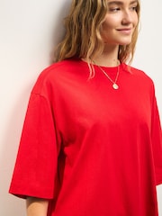 Vermelho cereja - Camiseta Crew Neck com comprimento até o cotovelo e comprimento boxy relaxada - Imagem 5 de 9