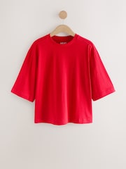 Vermelho cereja - Camiseta Crew Neck com comprimento até o cotovelo e comprimento boxy relaxada - Imagem 6 de 9