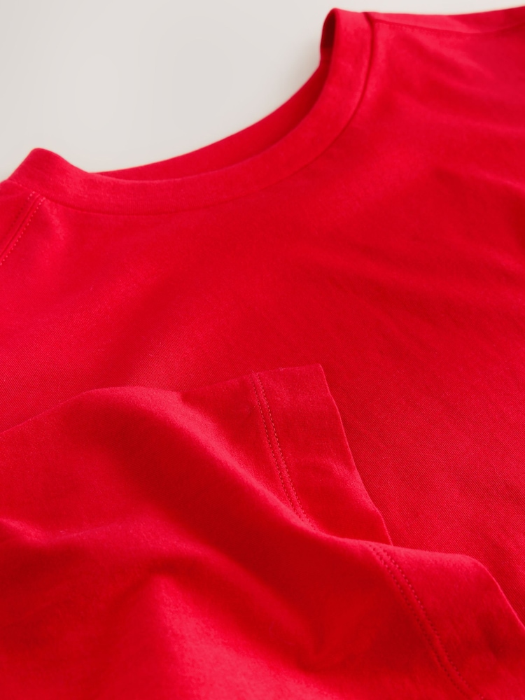 Cherry Red Relaxed Boxy Elbow Length Crew Neck T-Shirt - Image 8 of 9