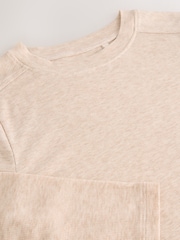 Oatmeal Soft Touch Ribbed Elbow Length Sleeve Crew Neck Top Containing TENCEL™ Lyocell - Image 6 of 6