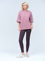 Plum Purple Ribbed Seamless High Waist Leggings - Image 2 of 7