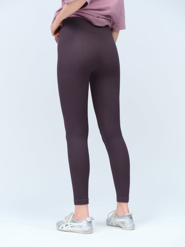 Violet prune - Côtelé sans couture Taille haute Leggings - Image 3 of 7