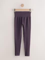 Plum Purple Ribbed Seamless High Waist Leggings - Image 5 of 7