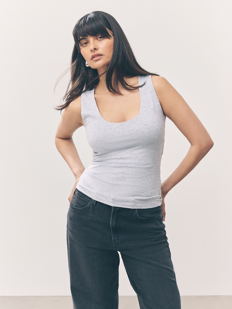 Grey Marl Scoop Neck Vest - Image 1 of 7