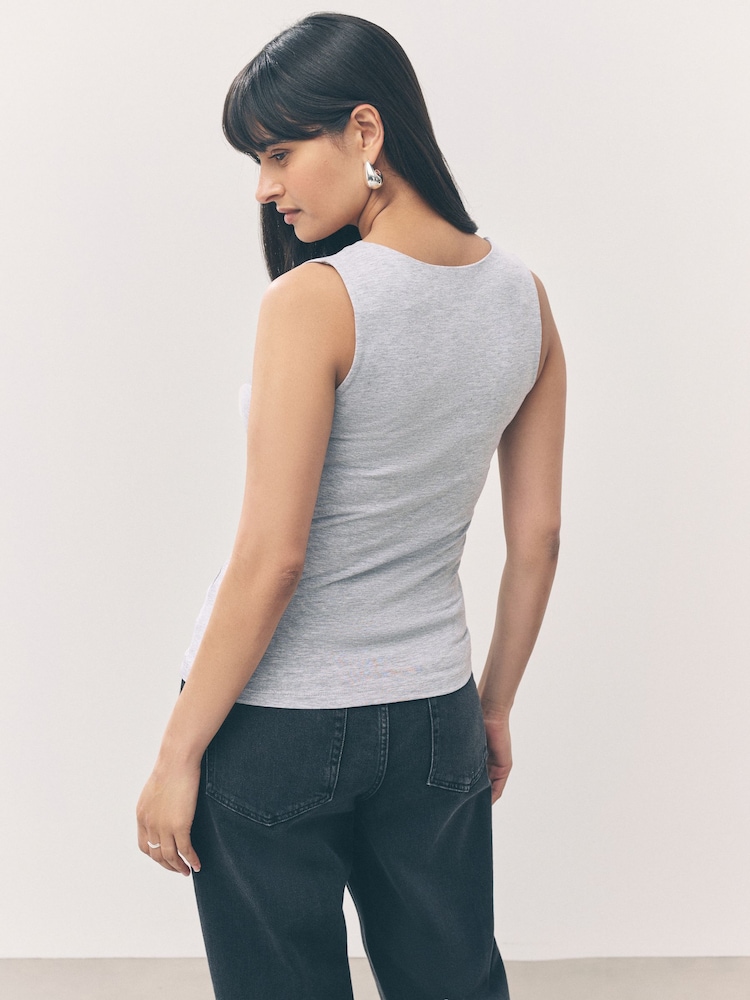 Grey Marl Scoop Neck Vest - Image 2 of 7