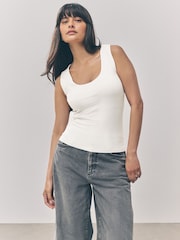 Ecru White Scoop Neck Vest - Image 1 of 8