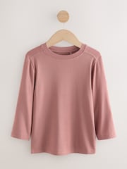 Rose Pink Soft Touch Ribbed Elbow Length Sleeve Crew Neck Top Containing TENCEL™ Lyocell - Image 5 of 7