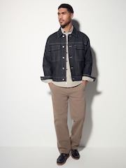 Dark Blue Contrast Stitched Denim Jacket - Image 2 of 10