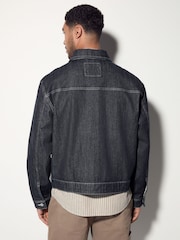 Dark Blue Contrast Stitched Denim Jacket - Image 3 of 10