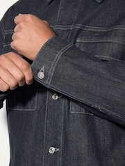 Dark Blue Contrast Stitched Denim Jacket - Image 6 of 10