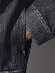 Dark Blue Contrast Stitched Denim Jacket - Image 7 of 10