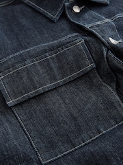 Dark Blue Contrast Stitched Denim Jacket - Image 9 of 10