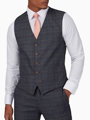 Antique Rogue Grey Charcoal Check Waistcoat - Image 1 of 3