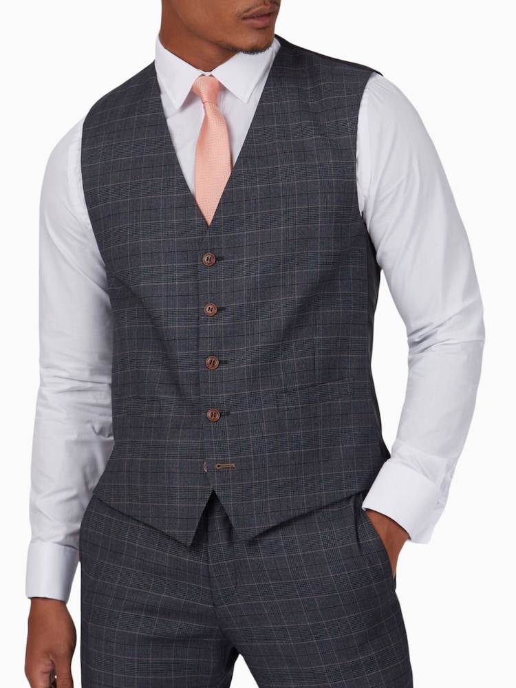 Antique Rogue Grey Charcoal Check Waistcoat - Image 1 of 3
