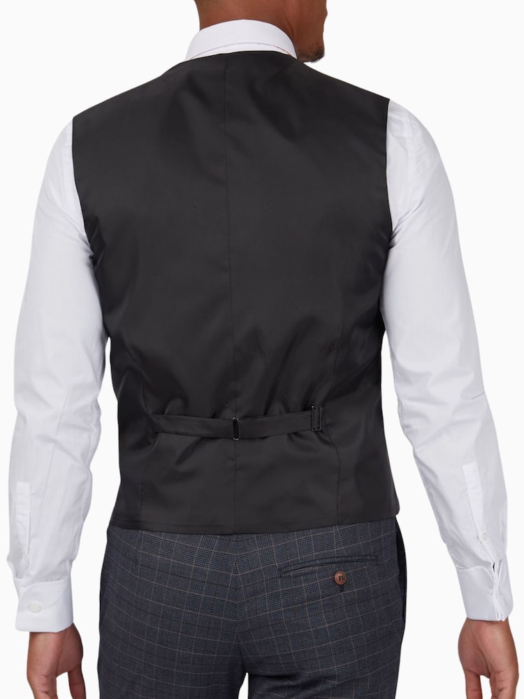 Antique Rogue Grey Charcoal Check Waistcoat - Image 2 of 3
